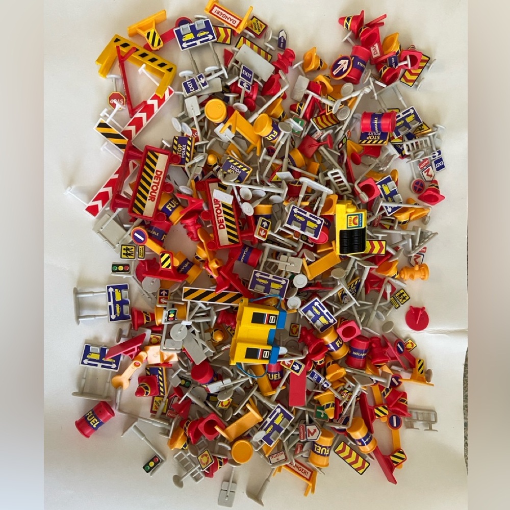 Over 200 train rail side accessories. Just in time for your holiday train play.